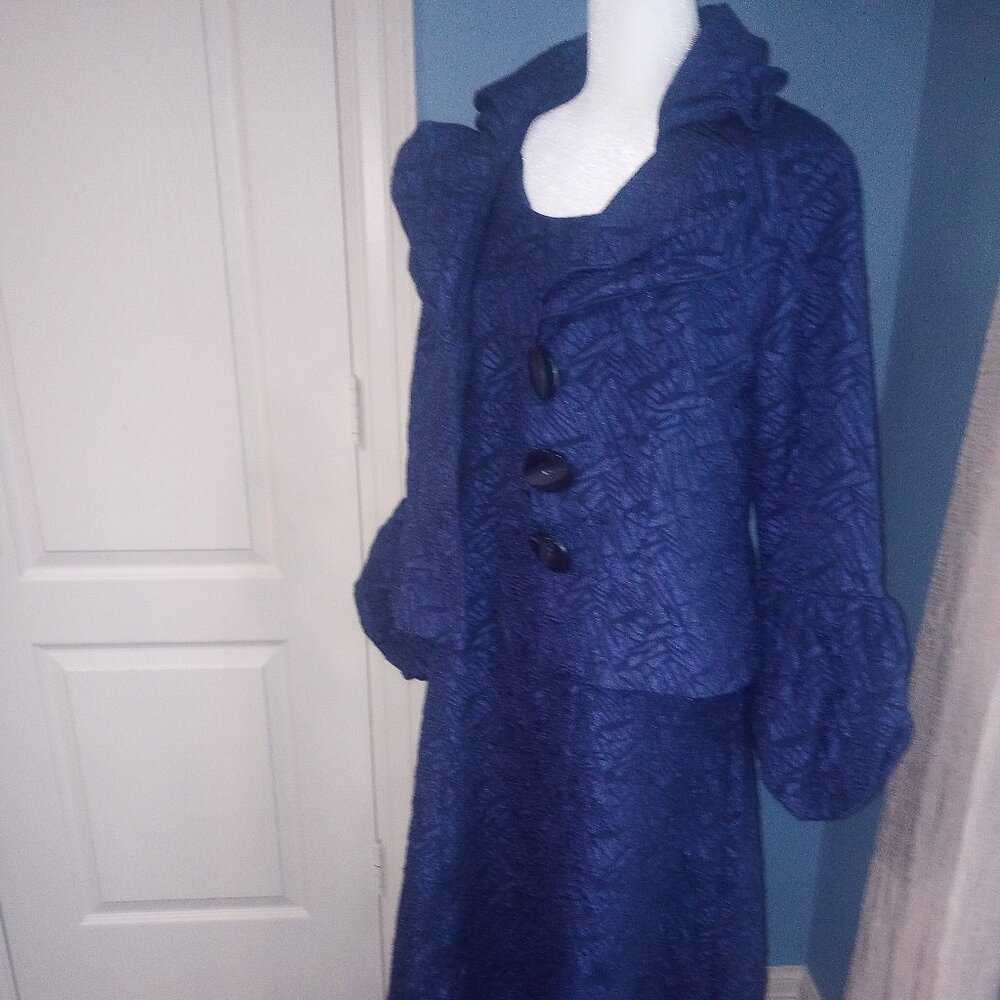 Ashro Dress & Jacket 2pc Navy Blue Set - Picture 3 of 6